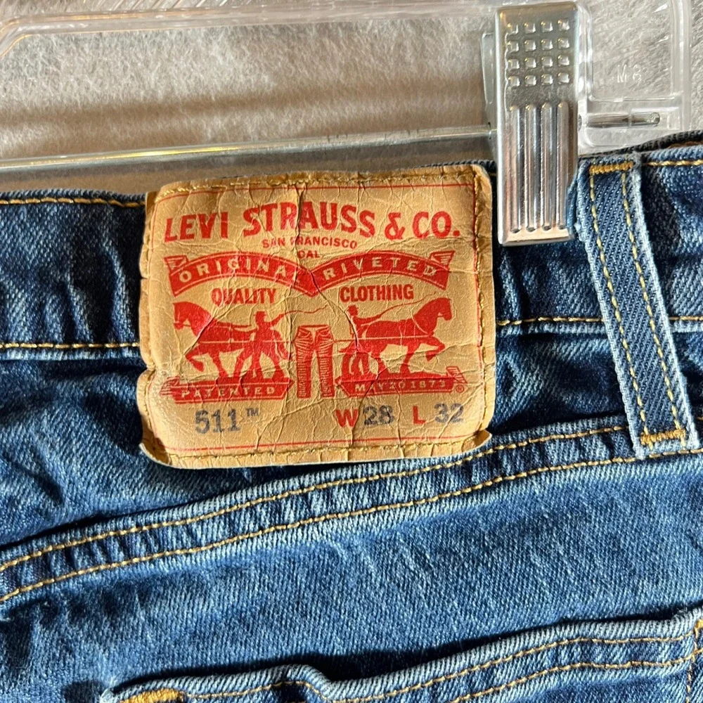 748 | Levi's 511 Slim Fit Denim Jeans Blue Mens 28x32 Medium Wash Red Tab